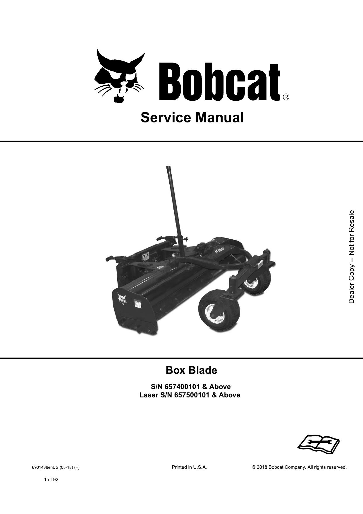 Box Blade Service Manual Bobcat